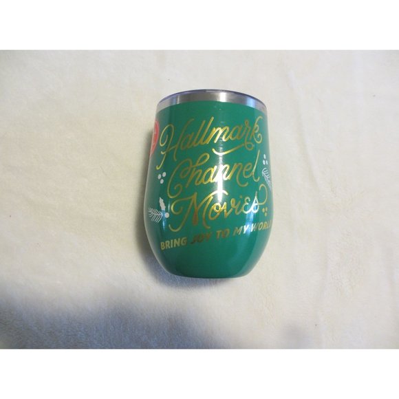 HALLMARK CHANNEL PRODUCT GREEN WINE COOLER GLASS WITH LID NEW, NEVER USED WITH D - Picture 1 of 5
